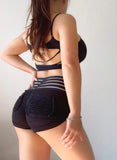 Pocket Design High Waist Workout Shorts - SEASUM