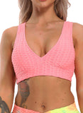 SEASUM Women V Neck Honrycomb Sports Bras - SEASUM