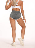 Solid Scrunched Women Sports Tight Shorts - SEASUM