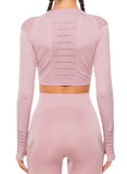 Seamless Long Sleeve Hollow Crop Top - SeasumFits