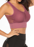 SEASUM Women's Grid Mesh Back Hollow Out Ultra Soft Seamless Top Bra - SEASUM