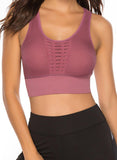 SEASUM Women's Grid Mesh Back Hollow Out Ultra Soft Seamless Top Bra - SEASUM
