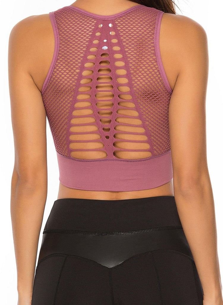 SEASUM Women's Grid Mesh Back Hollow Out Ultra Soft Seamless Top Bra - SEASUM