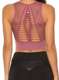 SEASUM Women's Grid Mesh Back Hollow Out Ultra Soft Seamless Top Bra - SEASUM