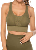 SEASUM Women's Grid Mesh Back Hollow Out Ultra Soft Seamless Top Bra - SEASUM