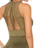 SEASUM Women's Grid Mesh Back Hollow Out Ultra Soft Seamless Top Bra - SEASUM