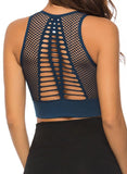 SEASUM Women's Grid Mesh Back Hollow Out Ultra Soft Seamless Top Bra - SEASUM