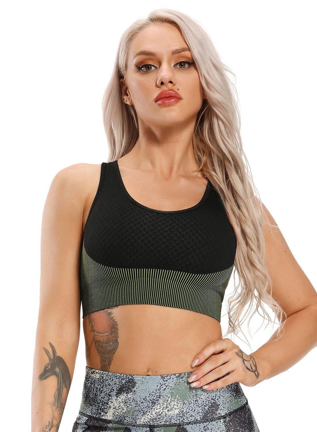 Women Contrast Color Seamless Sports Bra - SEASUM