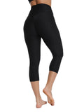 SEASUM-SEASUM Tummy Control Leggings Textured Women Workout Capris