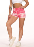 Tie Dyed Women Ruched Sports Running Shorts - SEASUM
