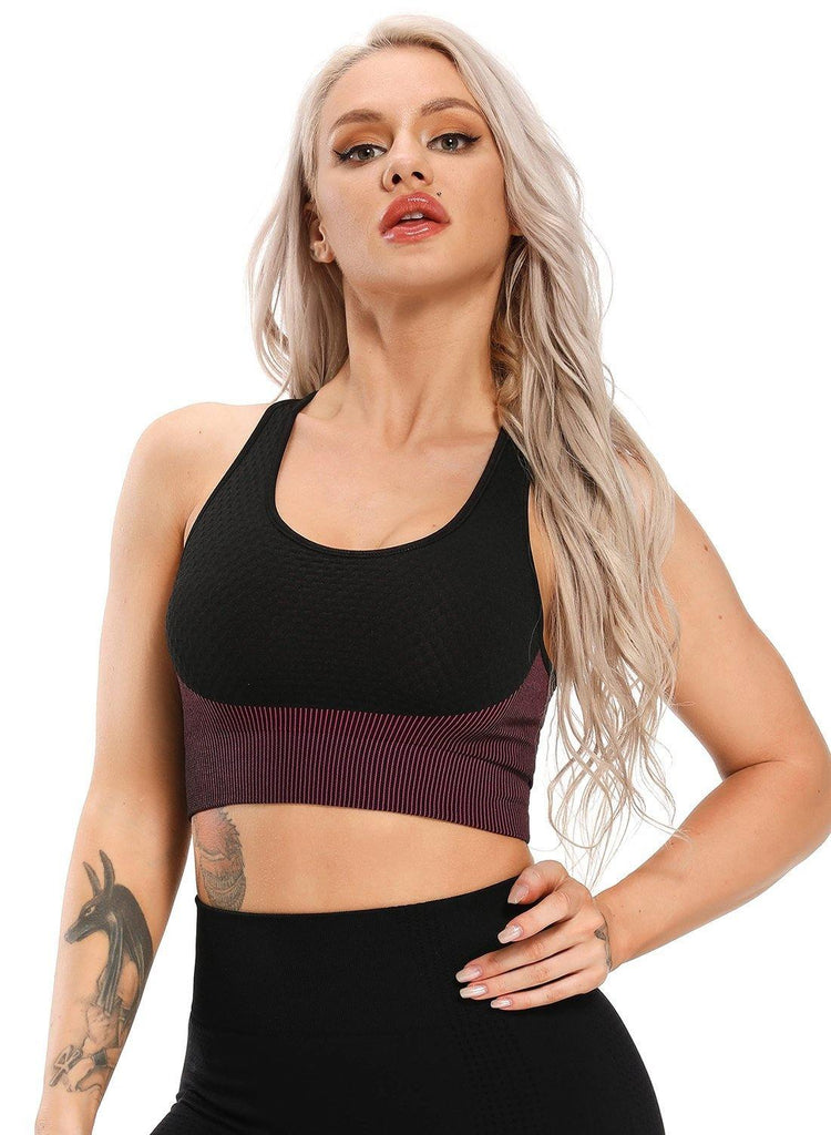 Women Contrast Color Seamless Sports Bra - SEASUM