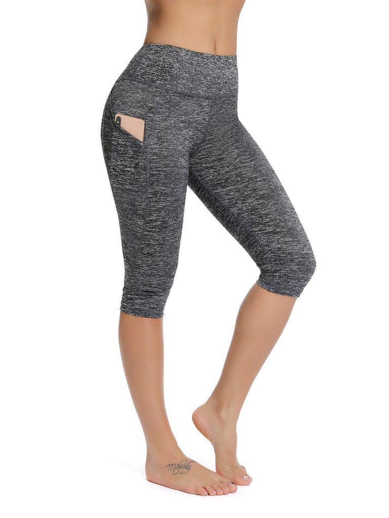 Soft Solid Color High Waist Capris Yoga Pants - SeasumFits