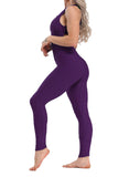 Solid Color Backless Textured Yoga Jumpsuits - SEASUM