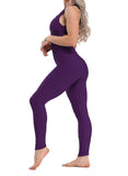 Textured Solid Color Backless Yoga Jumpsuits - SeasumFits