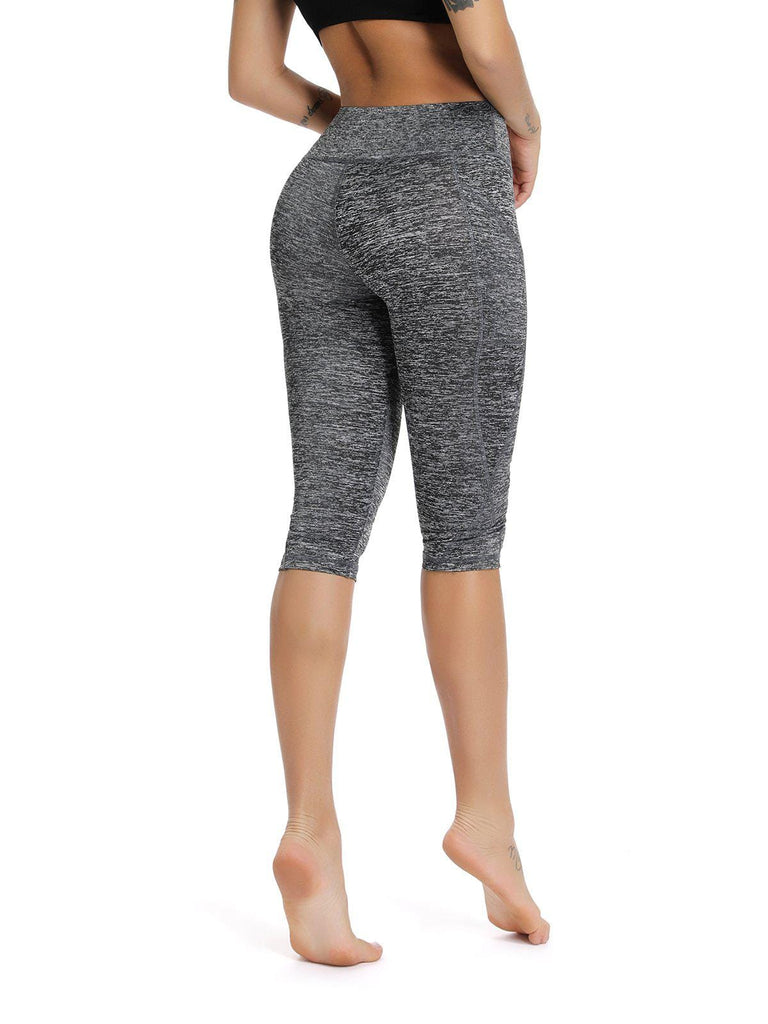 Soft Solid Color High Waist Capris Yoga Pants - SeasumFits