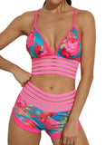 Floral Hollow Adjustable Straps Detachable Chest Pads Yoga Bra - SEASUM