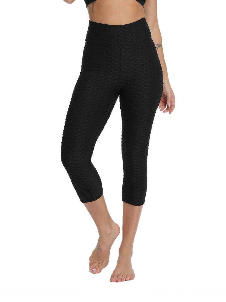 Form Fitting Textured Soft Workout Capris - SEASUM