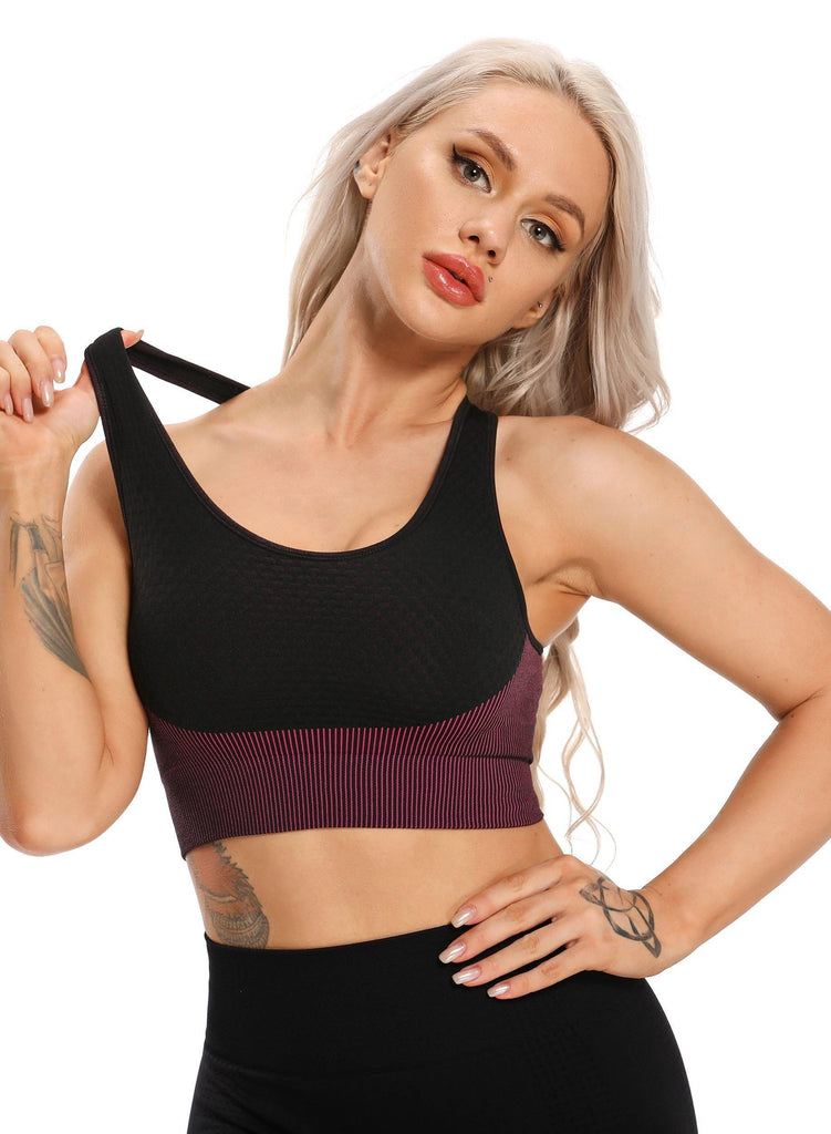 Women Contrast Color Seamless Sports Bra - SEASUM