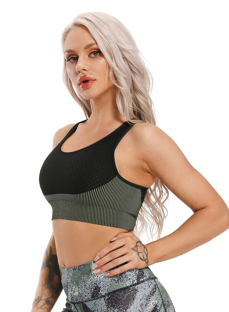Women Contrast Color Seamless Sports Bra - SEASUM