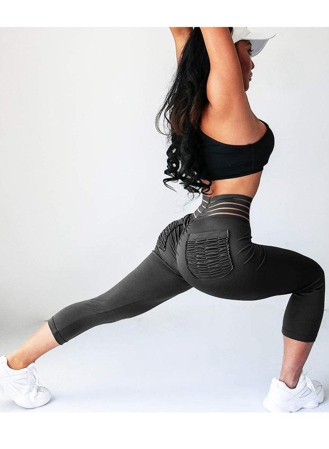 Avamo Women Bottoms Elastic Waisted Capri Yoga Pants Drawstring