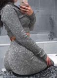 Knit Fabric Comfy Hooded Long Sleeve Yoga Tops