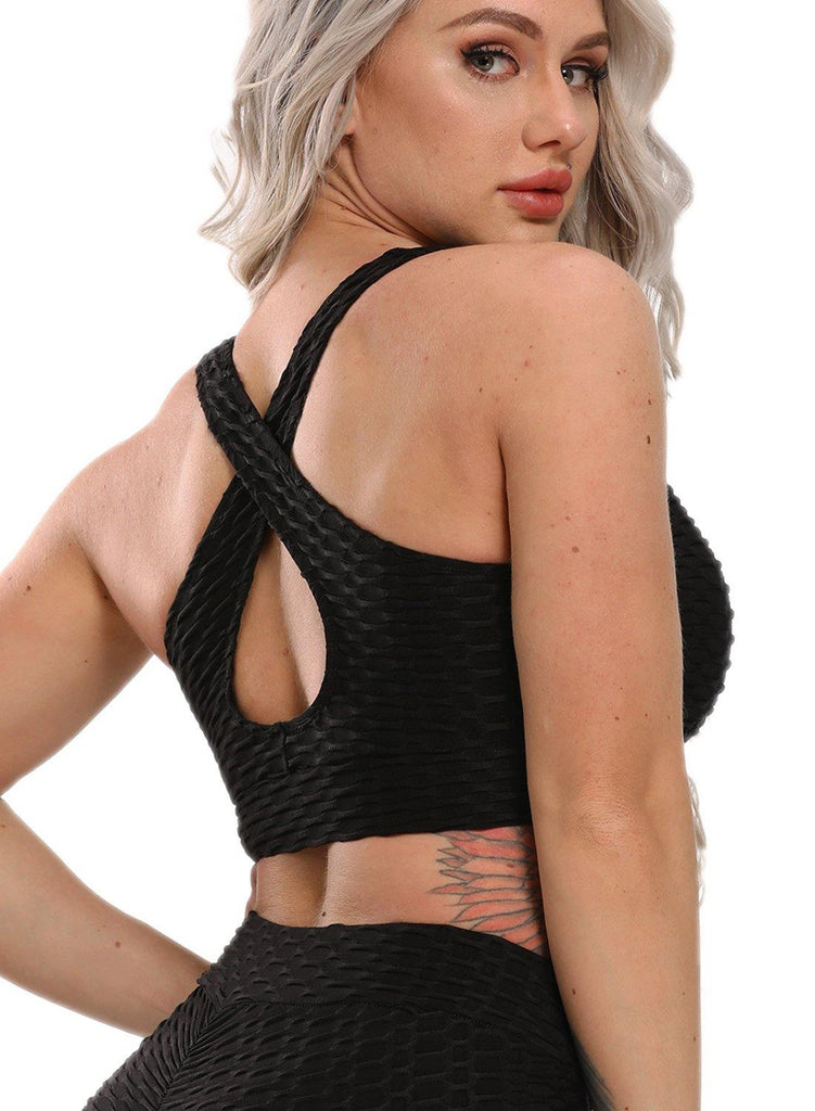 SEASUM Women V Neck Honrycomb Sports Bras - SEASUM