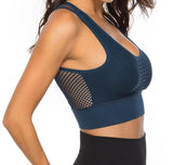SEASUM Women's Grid Mesh Back Hollow Out Ultra Soft Seamless Top Bra - SEASUM