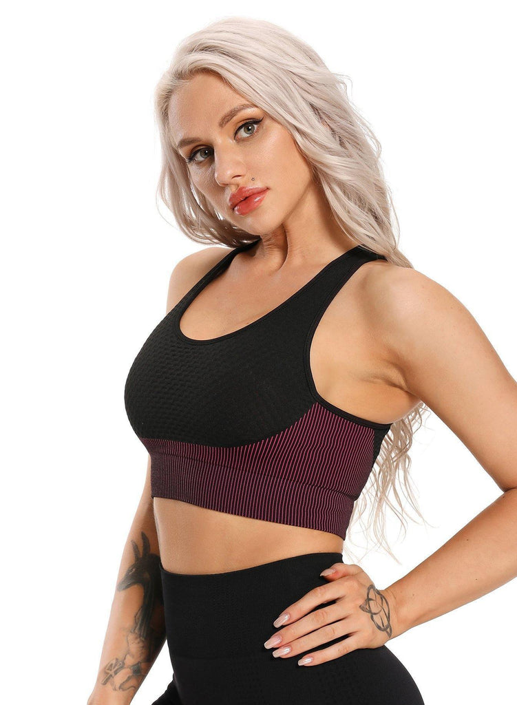 Women Contrast Color Seamless Sports Bra - SEASUM