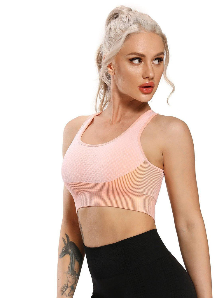 Women Contrast Color Seamless Sports Bra - SEASUM