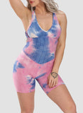 Backless Tie-dyed Ruched Jumpsuit - SEASUM