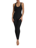 Textured Solid Color Backless Yoga Jumpsuits - SeasumFits