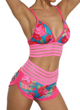 Floral Hollow Adjustable Straps Detachable Chest Pads Yoga Bra - SEASUM