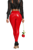 SEASUM Women's PU Elastic Shaping Hip Push Up Leggings