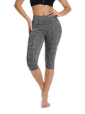 Soft Solid Color High Waist Capris Yoga Pants - SeasumFits