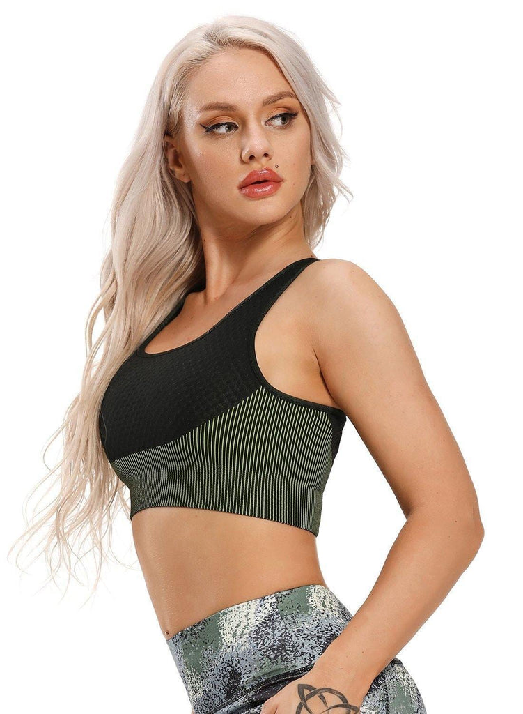 Women Contrast Color Seamless Sports Bra - SEASUM