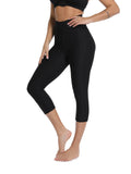 SEASUM-SEASUM Tummy Control Leggings Textured Women Workout Capris