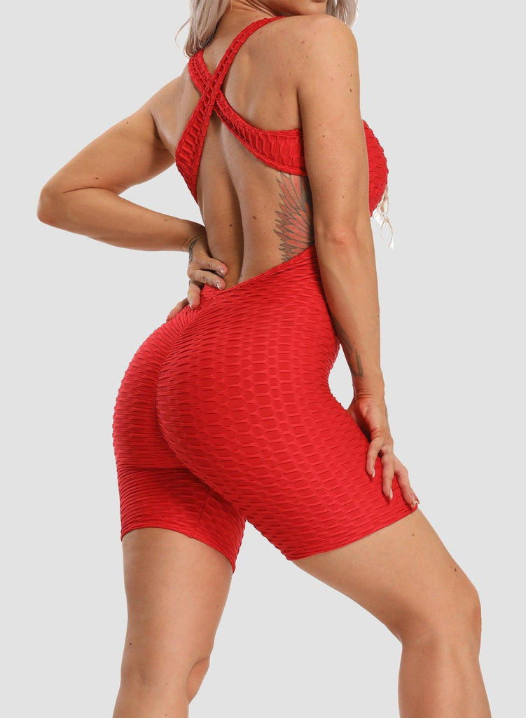 Women Back Cross Backless Sports Jumpsuits - SEASUM