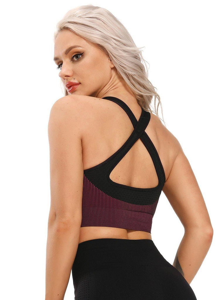 Women Contrast Color Seamless Sports Bra - SEASUM