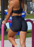 Textured Ruched Athletic Yoga Shorts - SEASUM