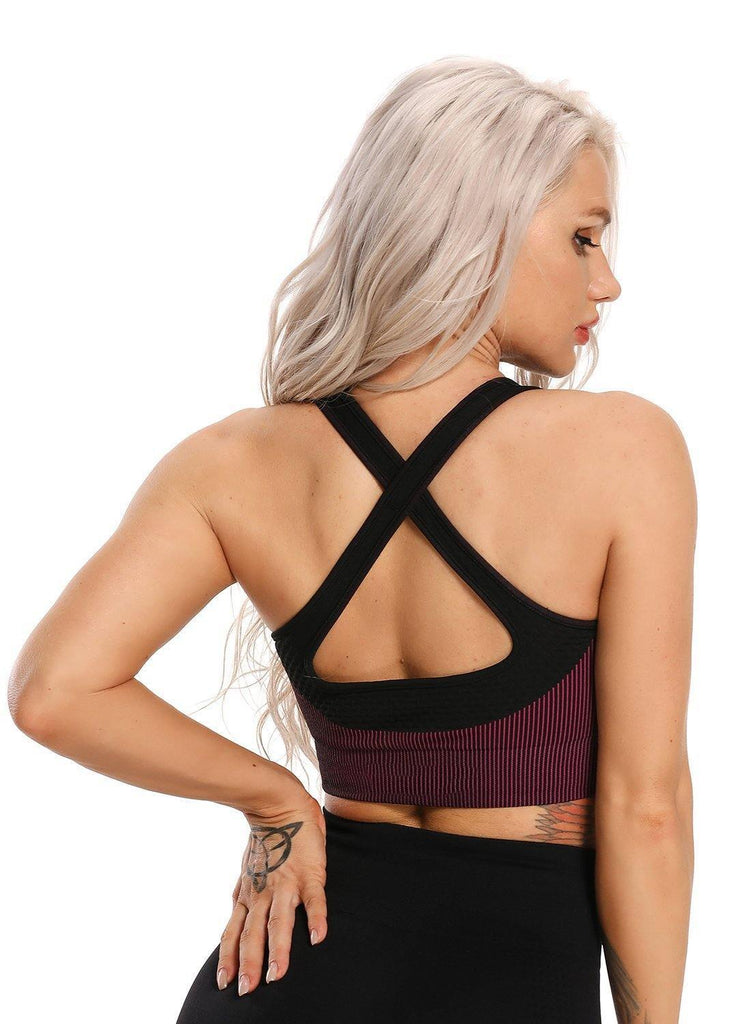 Women Contrast Color Seamless Sports Bra - SEASUM