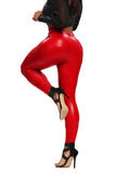 SEASUM Women's PU Elastic Shaping Hip Push Up Leggings
