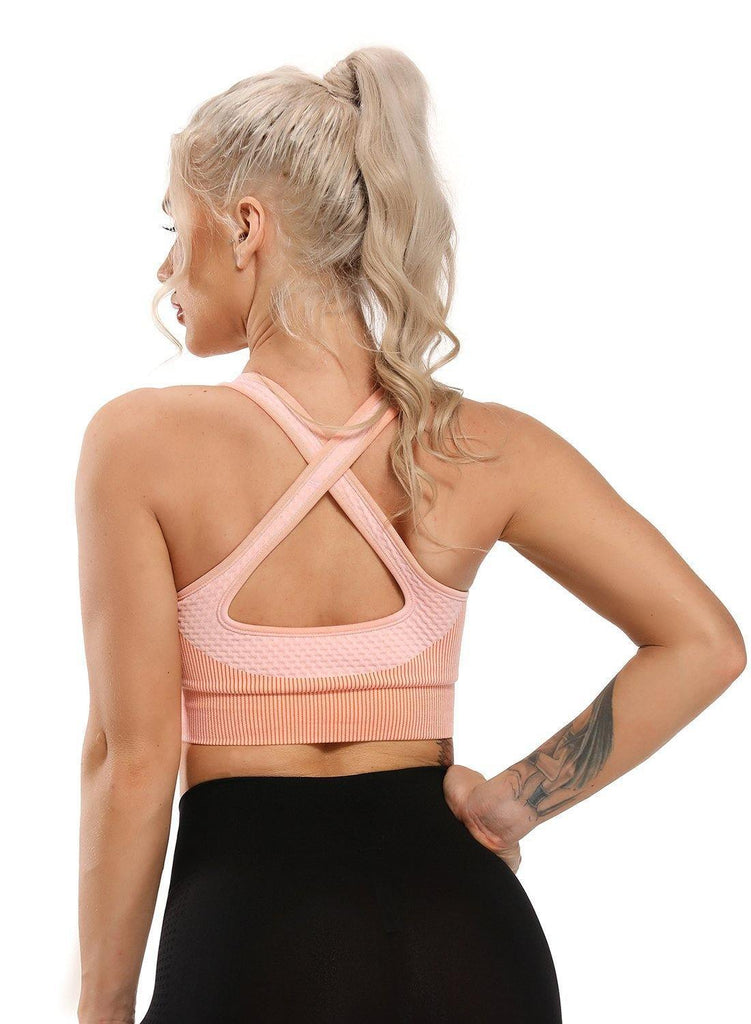 Women Contrast Color Seamless Sports Bra - SEASUM