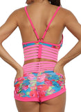 Floral Hollow Adjustable Straps Detachable Chest Pads Yoga Bra - SEASUM