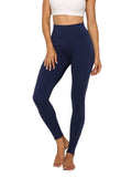 SEASUM-Solid Color Ruched Pockets Training Leggings