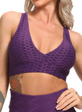 SEASUM Women V Neck Honrycomb Sports Bras - SEASUM