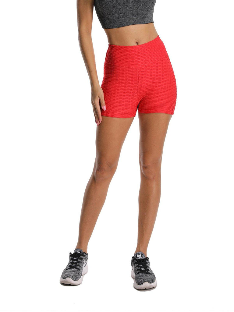 Textured Ruched Athletic Yoga Shorts - SEASUM