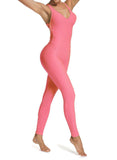 Textured Solid Color Backless Yoga Jumpsuits - SeasumFits