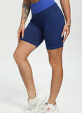 Women Three-dimensional Body Shaping Jacquard Pocket 6" Shorts(Color contrast)