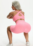 Women Three-dimensional Body Shaping Jacquard  Pocket 7" Shorts(Solid Color)