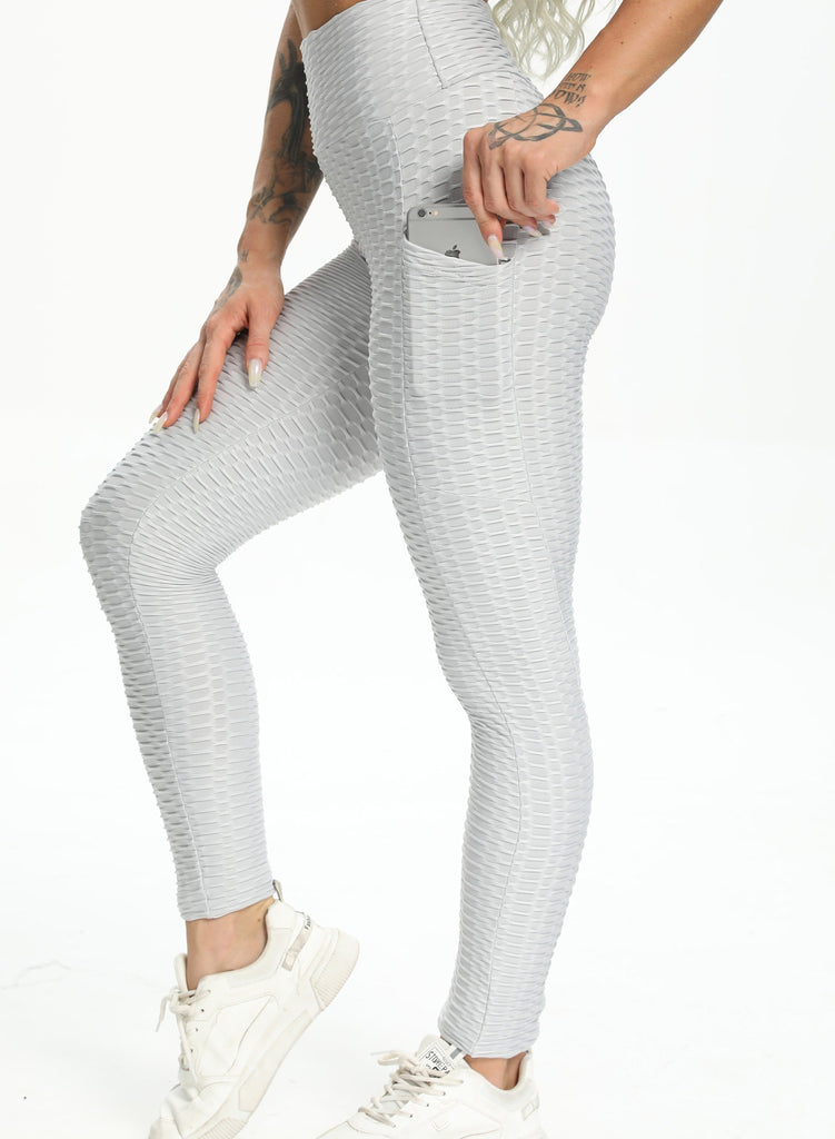 Women Body Shaping Jacquard  Pocket Leggings